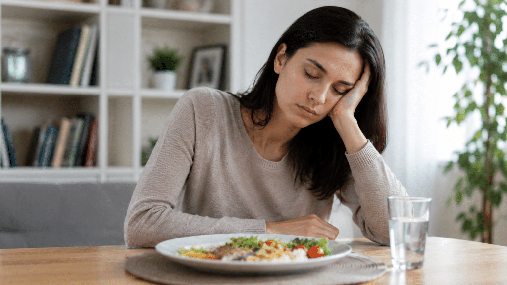 Persona stanca dopo pranzo per glicemia alta e zucchero nel sangue