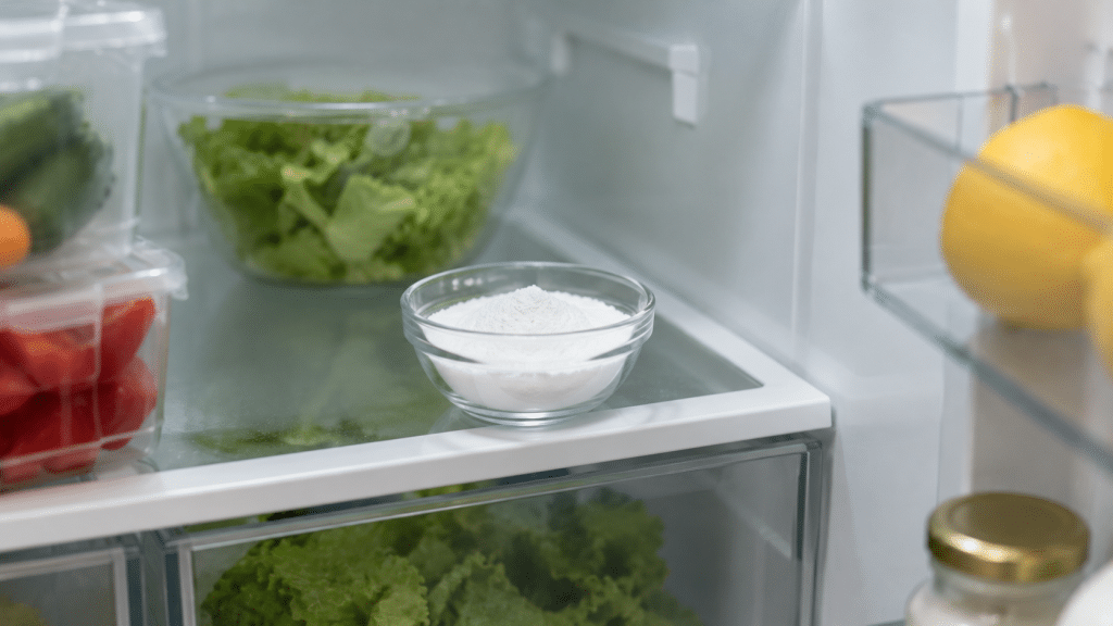 Place a bowl of baking soda in the refrigerator to absorb bad odors.