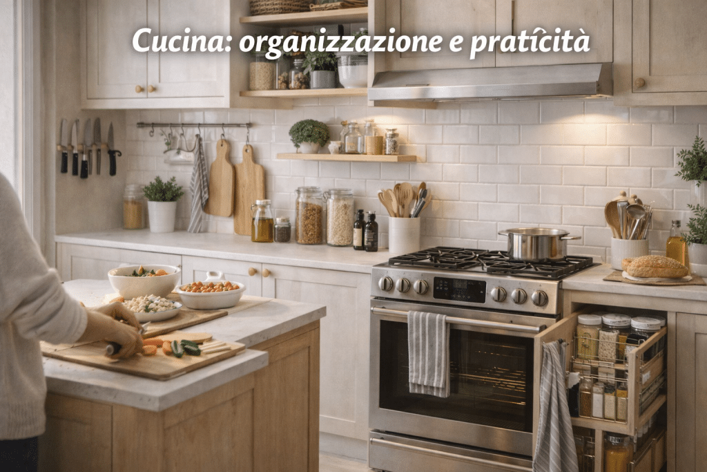 Modern kitchen organized with neat utensils, optimized space and functional environment for practical cooking.