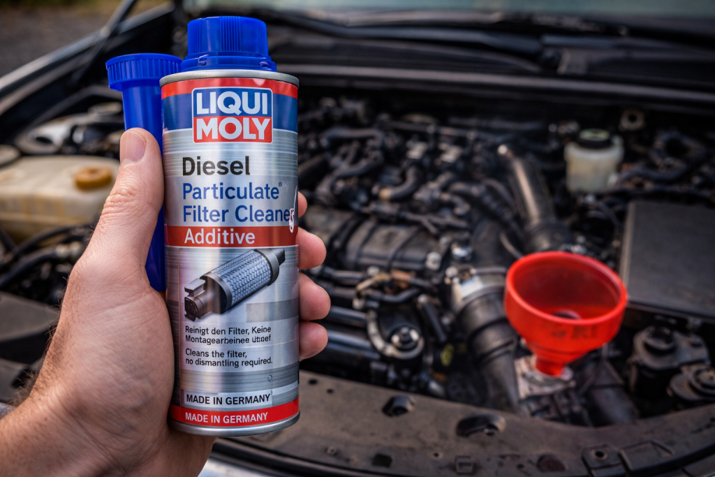 Additivo pulizia DPF diesel per filtro antiparticolato nel vano motore dell’auto