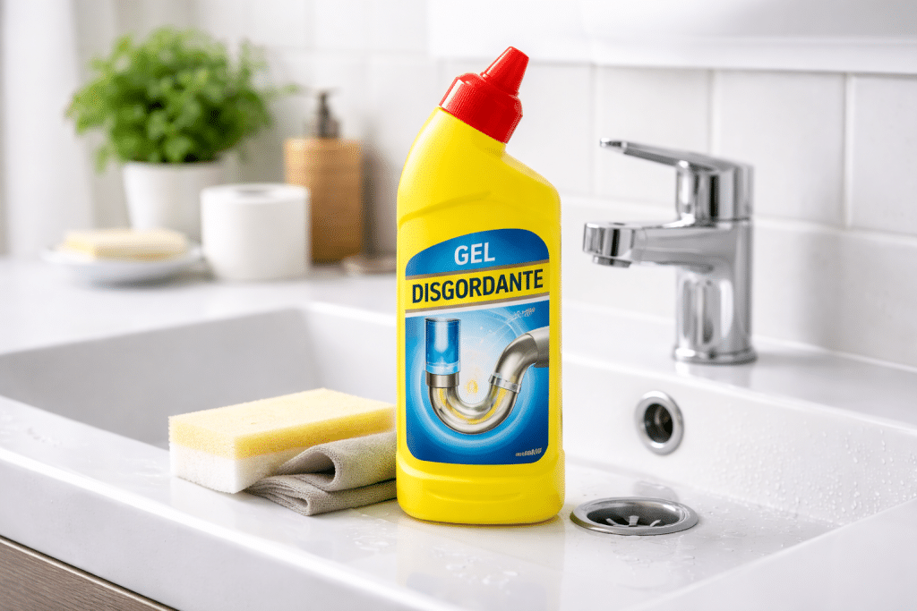 gel disgorgante per liberare scarichi del lavandino in cucina o bagno