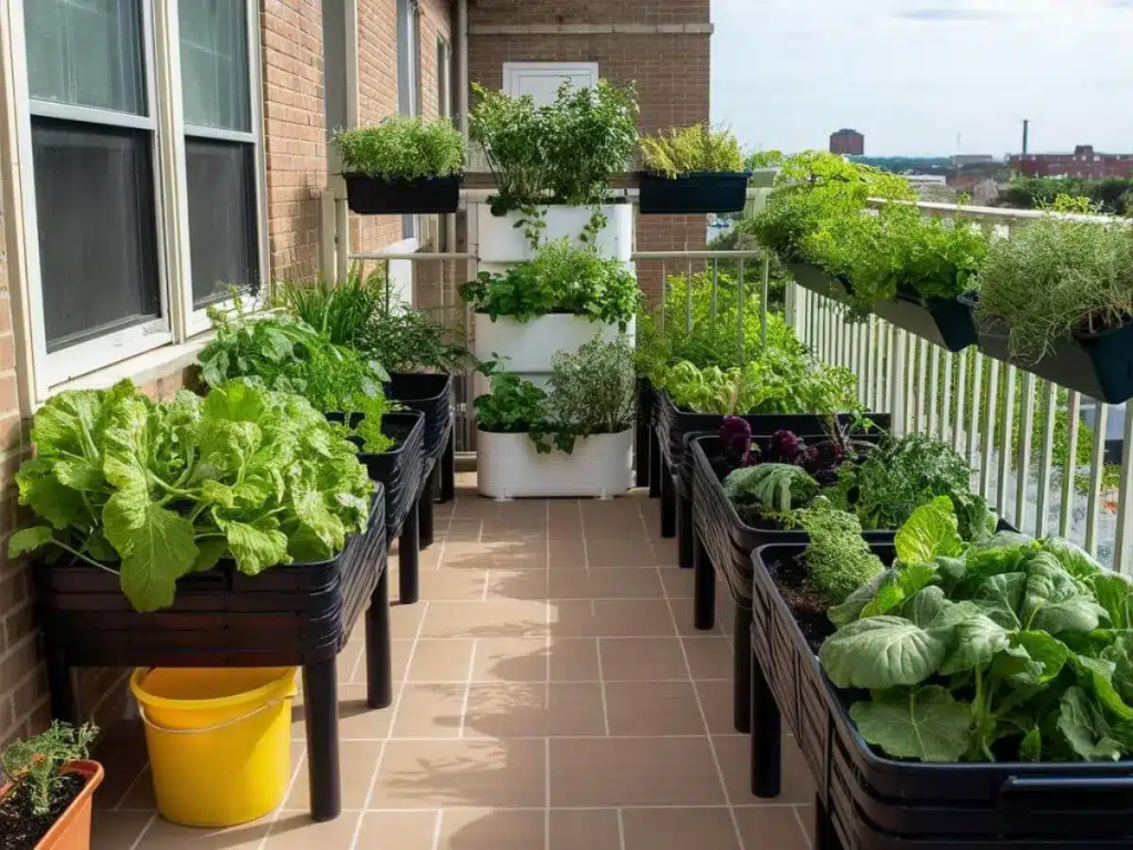 plants for vertical garden balcony basil lettuce tomatoes strawberries