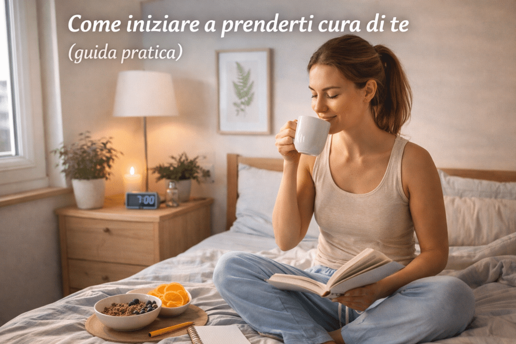 Self-care person with moments of relaxation, meditation and well-being in a quiet and bright environment.