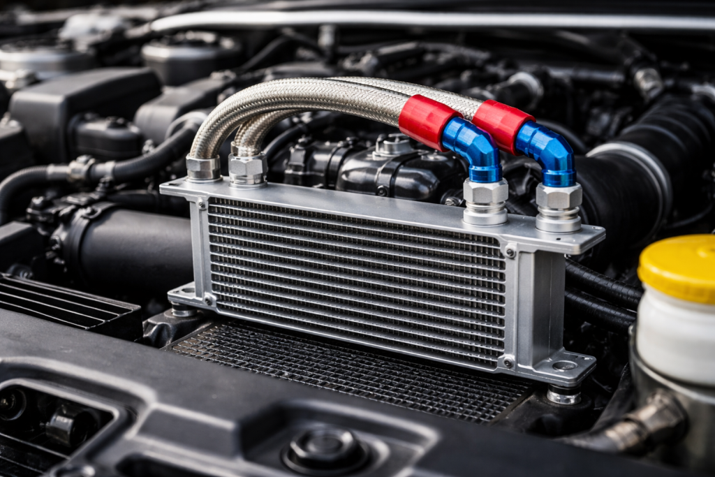 Radiatore olio del cambio automatico installato nel vano motore