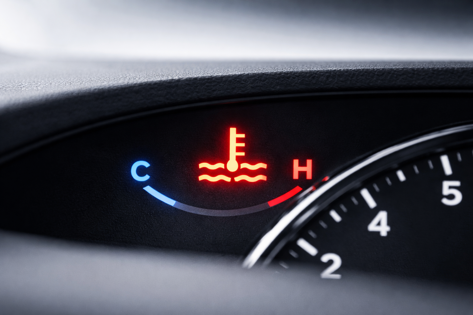 spia temperatura motore accesa sul cruscotto dell’auto