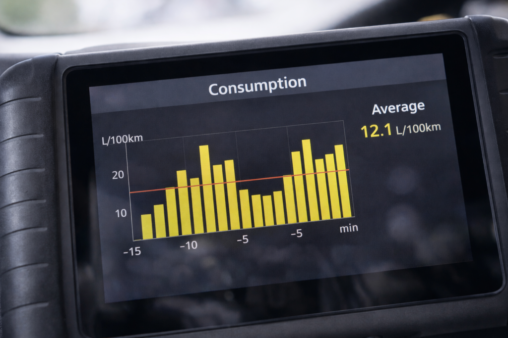 Car fuel consumption graph with trend over time and variations