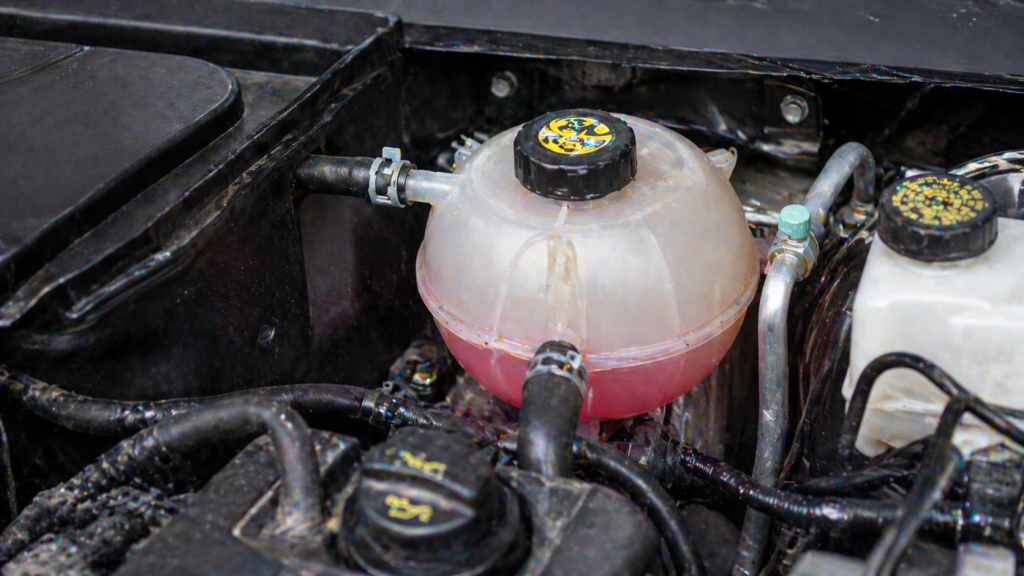 Controllo del livello nel serbatoio del liquido refrigerante nel vano motore di un’auto