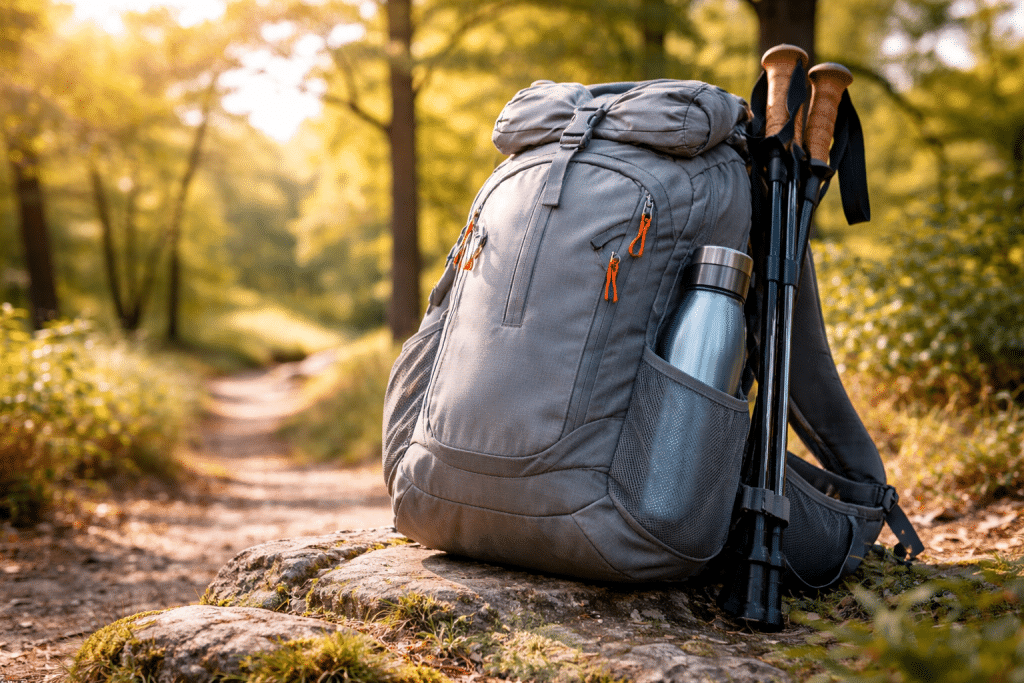 Zaino leggero da escursione utilizzato durante una camminata all’aria aperta