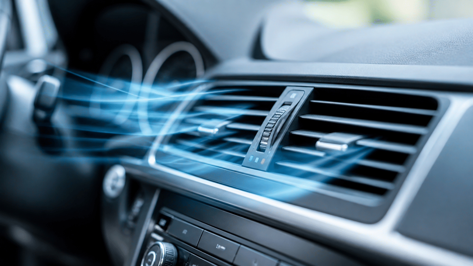 aria fredda dalle bocchette del climatizzatore auto in funzione