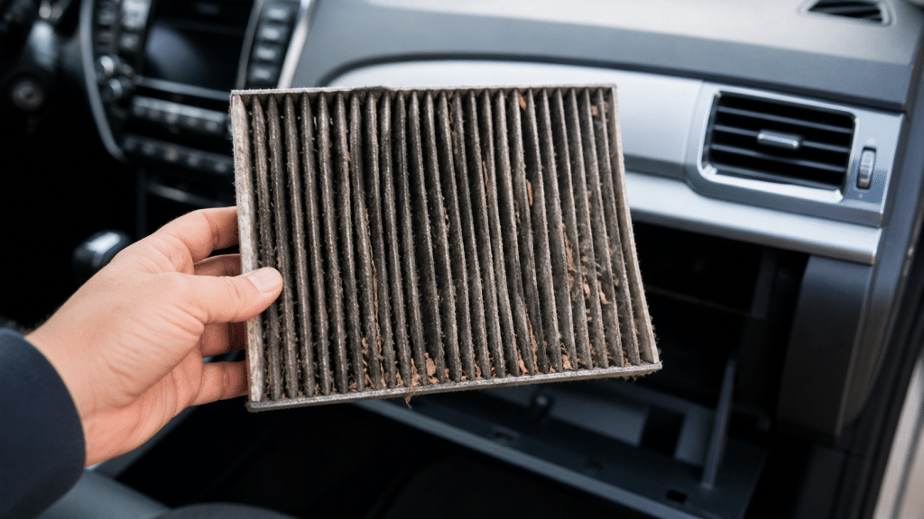 filtro abitacolo auto sporco causa cattivo odore aria condizionata