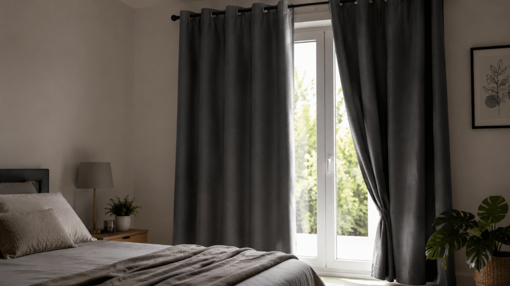 Tenda oscurante termica installata su finestra per ridurre il calore estivo e migliorare l'isolamento domestico