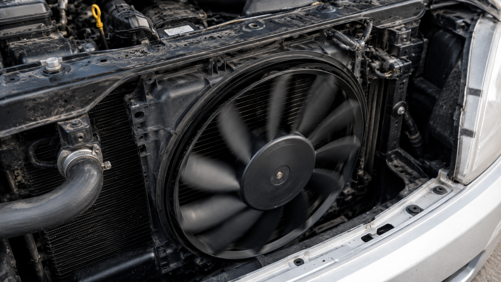 El ventilador del radiador del coche siempre está encendido mientras el motor está en marcha.