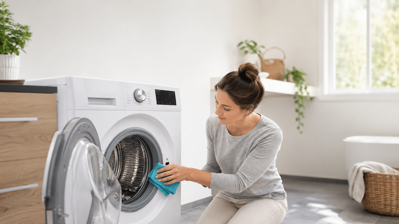Cleaning the washing machine seal to eliminate bad odors.