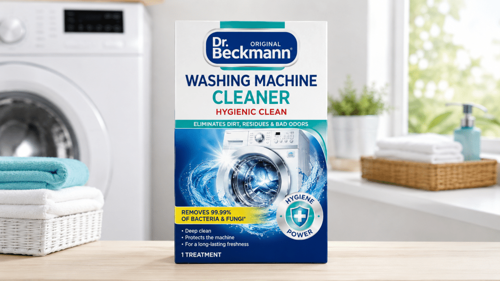 Confezione di Dr. Beckmann Pulitore Lavatrice Igienizzante consigliata per eliminare sporco, residui e cattivi odori dalla lavatrice.