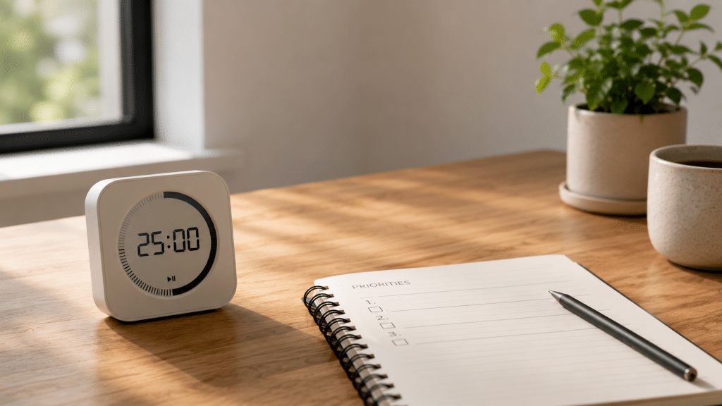 Desk timer to improve concentration