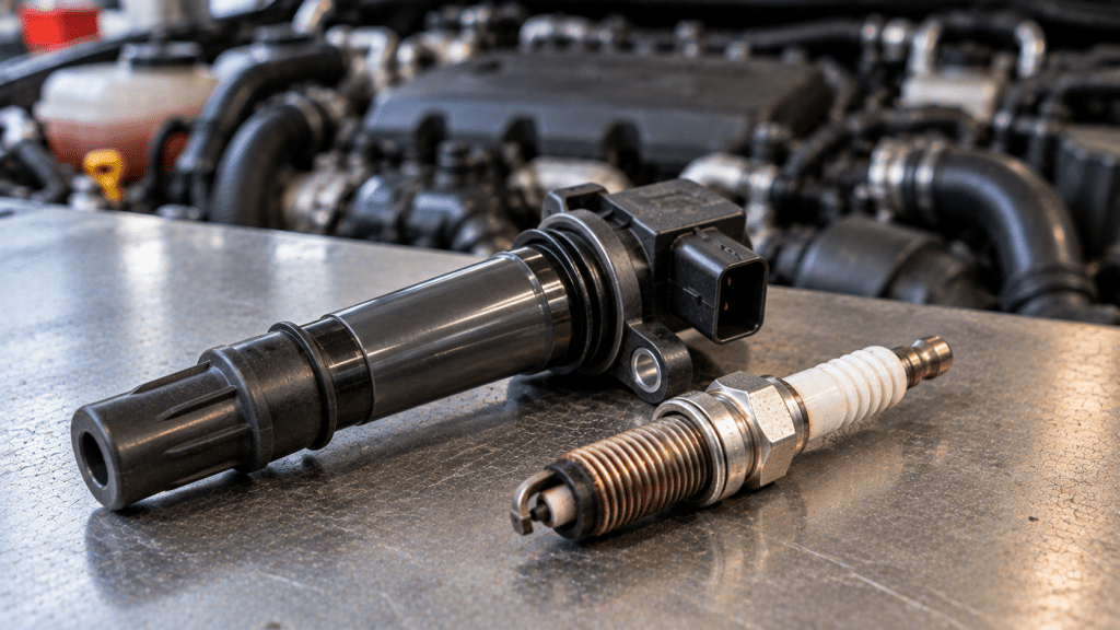 petrol engine coil and spark plug