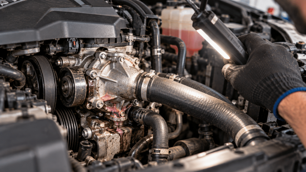 broken car water pump