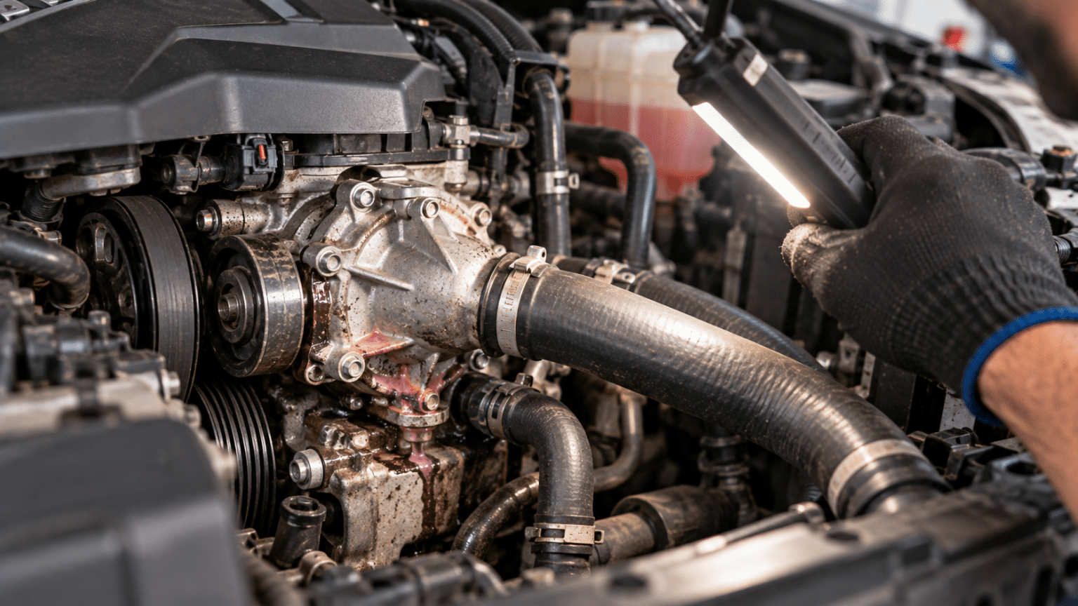 broken car water pump
