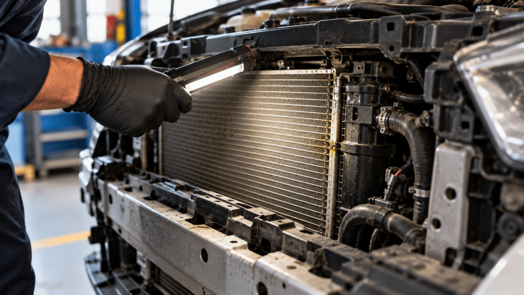 punctured car radiator