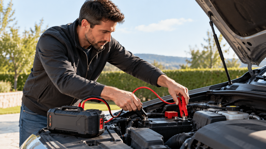 Car start with 12V booster