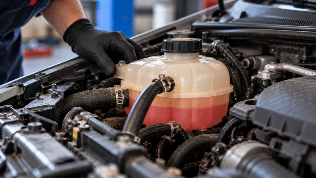 Checking the coolant level on a cold engine