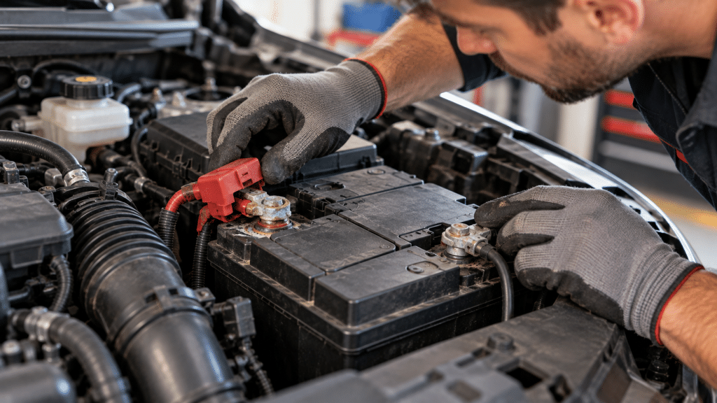 Controllo morsetti batteria auto per problemi di avviamento