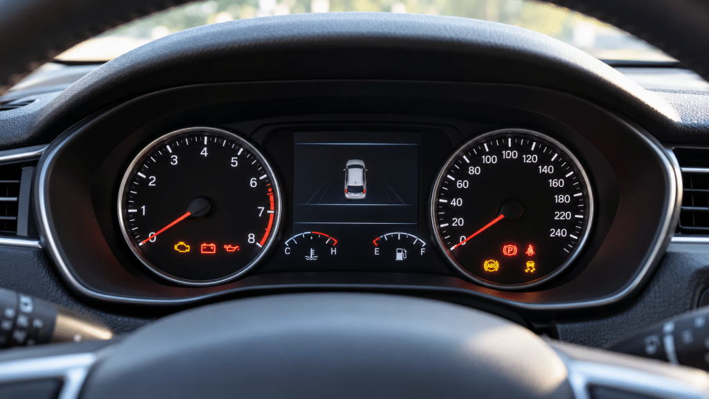 Car instrument panel during a failed start